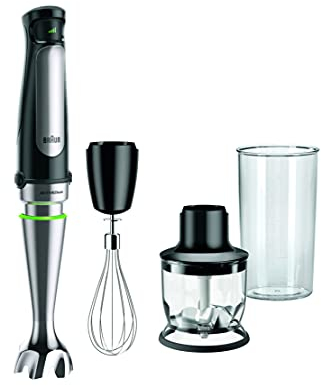 Braun MultiQuick 7 MQ7025X, Stabmixer mit ACTIVEBlade Technologie & POWERBell Plus, EasyClick system Plus, 1000W, Schwarz inkl. Schneebesen, Zerkleinerer (350 ml), Mix- und Messbecher (600 ml)