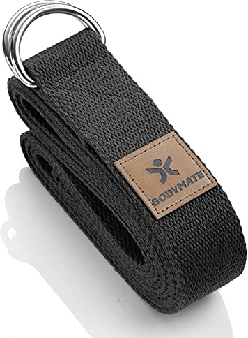 BODYMATE Yogarem, Yogaremmar, Yogabälte, Stretchbälte, för stretching, flexibilitet, yoga pilates fitness, fysisk terapi, 100% naturlig bomull