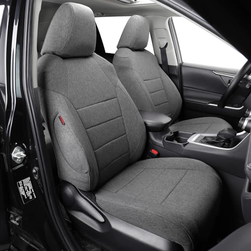 coverdream Cloth Seat Covers Full Set for 2019-2024 2025 Toyota RAV4 LE,XLE,XLE Premium,Limited,Fullly Covered,UV-Resistant,Breathable Polyester Car Seat Protector SUV Seat Cushion(Gray)