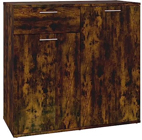 vidaXL Buffet Armoire de Rangement Meuble de Rangement Armoire Latérale Salle de Séjour Salon Intérieur Chêne Fumé 80x36x75 cm Bois d'Ingénierie