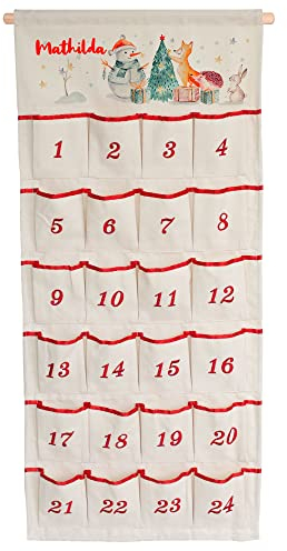 GRAZDesign Adventskalender personalisiert für Kinder zum Befüllen, persönlich mit Namen - Waldtiere