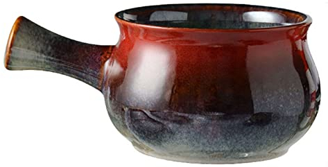 Ciotola for cereali, scodella for zuppa, scodella for il tè, ciotole for la colazione in ceramica o piatto rettangolare, ciotola for zuppa di cipolla da 20 once con manico in porcellana for zuppa di c