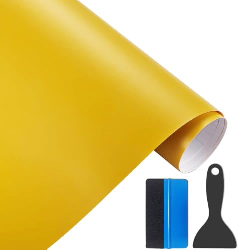 NewL Matte Yellow Vinyl Car Wrap DIY Self Adhesive Film 50 x 150 cm