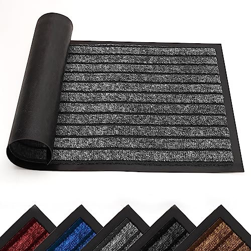 Yorkshire Bedding Door Mat Non Slip – Grey Rubber mat 40x60cm Machine Washable Door Matts indoor Dirt Trapper Super Absorbent Door Mats Outdoor