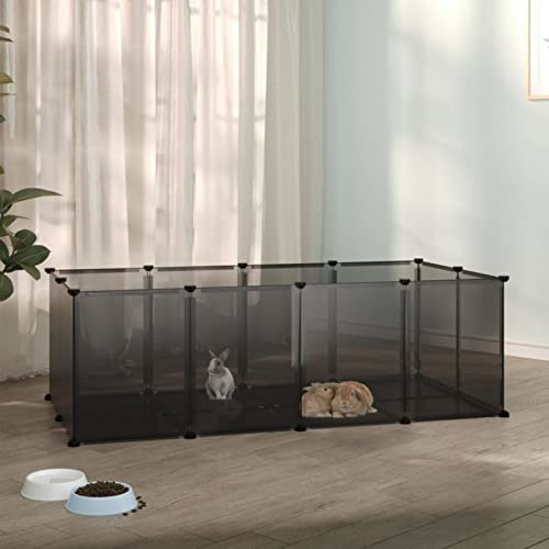 Homgoday Jaula para animales pequeños, negra, 144 x 74 x 46,5 cm, de polipropileno y acero, para playa, piscina o jardín