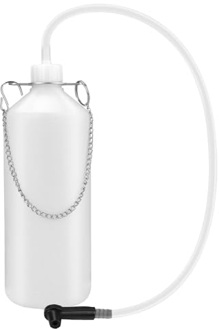 POFIBO Flacone di Raccolta del Liquido Freni 1 L, con Tubo Flessibile da 60 cm e Raccordo in Gomma per Raccogliere Il Liquido dei Freni, Adatto alla Maggior Parte delle Viti di spurgo