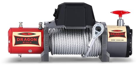 Dragon Winch Treuil électrique 24V Maverick 12000 lbs / 5443 kg avec Câble en Acier 20m pour voiture, dépanneuses et véhicules municipaux | Télécommande sans fil + accessoires treuil | Étanchéité IP67