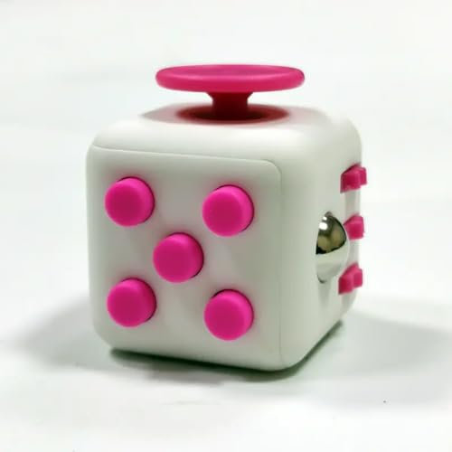 SIMAO TOYS Fidget Cube Anti Stress Jouet pour réduire Le Stress en Cas de nervosité pour Tous Les Groupes d'âge, Jouet de motricité (Blanc Rose)