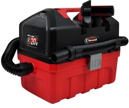 RocwooD Wet And Dry Vacuum Cleaner Cordless 10L 3 In 1 Blowing Cleaning Compact Flexible Hose Comes With One Battery and Charger Mutiple Hose Attachments