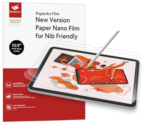 BERSEM 2 Stück Papier Schutzfolie Kompatibel mit iPad (A16) 11./10. Generation (11/10,9 Zoll, 2025/2022) & iPad Air 11 M3 2025/M2 2024, Mattes PET Folie zum Zeichnen, Blendschutz, Schreiben wie Papier