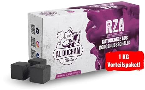 Al Duchan Shisha Charcoal Natural Charcoal - Premium Coconut Charcoal for Hookah - 1 kg, 4 kg, 10 kg, 20 kg - High Heat, Long Burning Time (RZA 26 x 26 x 26 mm 1 kg)