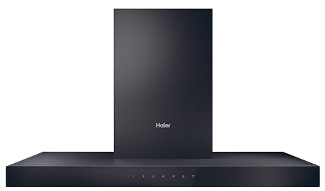 Haier I-Link HATS9CBS4BWIFI Campana Extractora de Pared 90cm, WIFI, Potencia 701 m3/h, 270W, 5 Velocidades, 64 db, Filtros carbón, 3 Filtros Antigrasa, Luz LED, Negro con frontal Inox