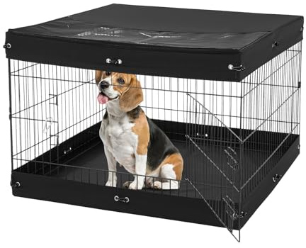 VEVOR Dog Playpen, 4 Pcs 24 x 36 in Panels Foldable Metal Pet Exercise Pen, Dog Fence Indoor and Outdoor Pen with Door, Top Cover, and Bottom Pad, Pet Playpen for Dogs, Cats and Other Small Animals