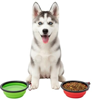 Scoobro Bebedero Plegable Perro Portátil 500ml - Comedero de Viaje para Mascotas, Silicona Alimenticia Sin BPA, Cuenco Agua Plegable Gatos y Perros con Mosquetón para, Excursiones y Paseos (Verde)