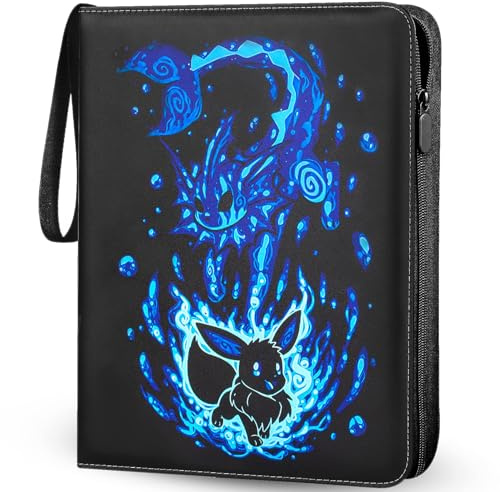 Sammelkarten Album,900 Karten 9-Taschen,Karten Sammelalbum für Pokemon Karten,PU Tragbar Wasserdicht Karten Halter Heft Ordner Buch Album,50 Pcs Seiten