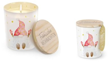 Kerze Duftkerze im Glas mit Deckel Brenndauer 30h Vanille Frohe Weihnachten (Wichtel - 6511731)