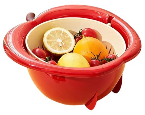 Cuenco Para Lavar Frutas - Colador De Doble Capa De 260 G, Rejilla Ďe Drenaje Đe Pie | Filtro D́e Enjuague D̄e Verduras, Colador Dé Capacidad | Cesta Ďé Almacenamiento Đé Drenaje, Cocina, Picnic, Camp