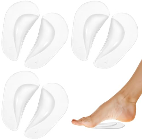 3 pares de almohadillas de gel para arco del pie, plantillas ortopédicas, plantillas ortopédicas, plantillas de apoyo para la presión del pie plano, fascitis plantar, arco de silicona para fascitis