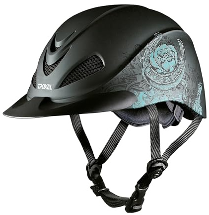 Troxel Rebel Bold Horse Riding Helmet, Low-Profile, Light, Adjustable Design, Safety Horseback Riding Gear, Medium (7 - 7-1/4), Turquoise Rose