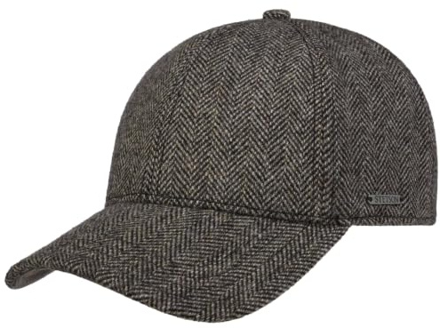 Stetson Gorra de Lana Plano Hombre Gorra de Beisbol Visera de Cuero Diseño en Espiga Forro de algodón Otoño Invierno