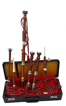 Scottish Great Highland Bagpipe Full Set Silver Mounts/Bagpipes Rosewood Natural with Hard Case