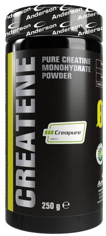Anderson® Creatina Monoidrato 100% Creapure®250 g - Potenziamento Energetico, 73 dosi x 3.4 g - CREATENE, Pure Creatine Monohydrate Powder