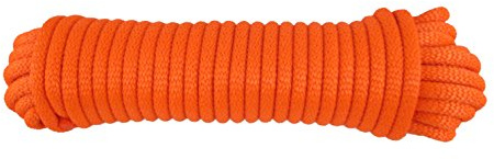 3/8 inch Neon Orange Dacron Polyester Rope - 50 Foot | Solid Braid - High Visibility - High UV and Abrasion Resistance - Low Stretch