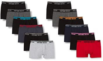 ANTONIO ROSSI (12er-Pack) Herren-Boxer-Hipster - Herren-Boxershorts Multipack mit elastischem Bund Dunkel Sortiert M