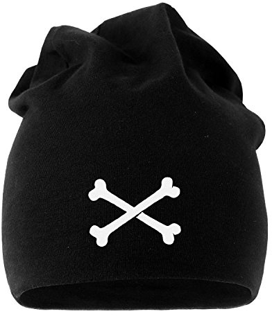 MoonWorks Coole Beanie aus weichem Jersey mit Knochen Bones, Bedruckte Mütze für Herren und Damen, Schwarz Unisize