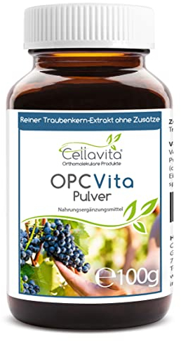 Cellavita OPC Vita Traubenkernextrakt - hochdosierte reine Premium Qualität - ohne Zusatzstoffe (Oligomere Proanthocyanidine) | 100g Pulver