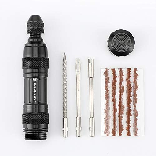 ACECYCLE Kit de Reparación de Neumáticos Tubeless, Herramienta de Neumático de Bicicleta Portátil con 5 Bandas de Goma y 3 Brocas