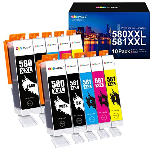 GPC IMAGE 580 581 XXL Druckerpatronen Kompatible für Canon 580 581 Patronen Multipack für Canon Pixma TS705 TR8550 TS6150 TR7550 TS6250 TR8500 TS8251 TS6350 TS9550 TS6151 TS9551 (10er-Pack)