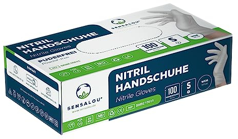 Sensalou Einweghandschuhe Nitril Untersuchungshandschuhe puderfrei latexfrei (Small - Gr. S (7), 100, stück)