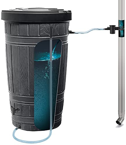 Depósito para agua de lluvia woodcan 265l., dimensiones (mm) 648x648x1128, color negro + Set de accesorios icanset7