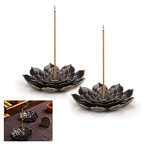 2-Pack Lotus Incense Holders, Detachable 6-Hole Brass Burner for Stick, Cone & Coil Incense - Ideal for Home, Office, Yoga Room, Meditation & Tea House