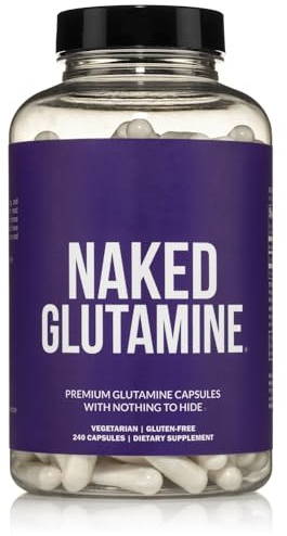 NAKED L-Glutamine Muscle Recovery Capsules, 1000mg, 240 Count, Made in The USA, Non-GMO, Gluten and Soy Free