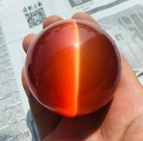 VEKETE 4-10cm Naturale Rosso Occhio Di Gatto Sfera Di Cristallo Divinazione Energia Sfera Di Pietra Fotografia Palla Decorativa Collezionista Di Gioielli, 8cm