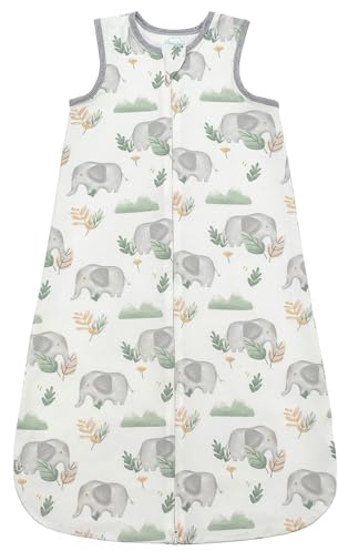 SIMYJOY Baby Sleeping Bag 1.0 Tog Bamboo Sleep Sack Newborn 6-12 Months Toddler Wearable Blanket with 2-Way Zipper, Elephant