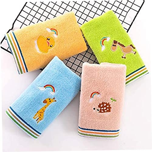 Bambini Asciugamani per Bambini, 4 Pezzi di Asciugamano per Bambini con Ricami di Cartoni Animati, Asciugamano per il Viso Assorbente dell'Acqua di Cotone, per Bambini (10 x 20)