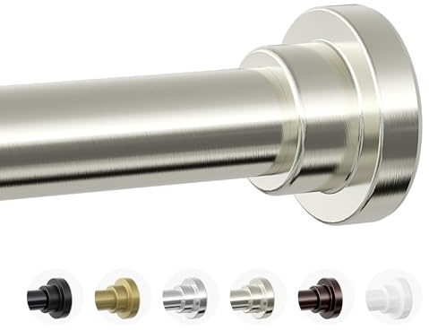 Mcrbeay Asta per tenda da doccia, diametro 2,5 cm, resistente, antiscivolo, regolabile, 71-188 cm, senza trapano, tensione a molla per bagno, box doccia, antiruggine, nichel spazzolato