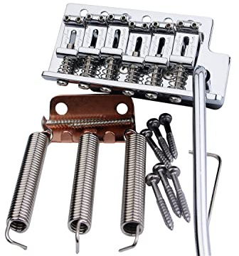 Guyker Tremolo Bridge vintage böjd stålsadlar och Pro mässingsblock kompatibel med Start ST elgitarr (GG-1004, krom)