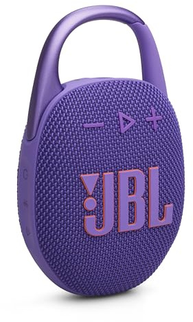 JBL Clip 5 - Ultra-Portable, Waterproof & Dustproof Bluetooth Speaker, Big JBL Pro Sound with Punchy bass, Integrated Carabiner, Up to 12 Hours of Play, Made in Part with Recycled Materials (Purple)