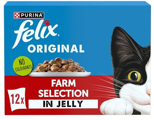 FELIX Original Farm Selection in Jelly Wet Cat Food 12x85g (Pack of 4)