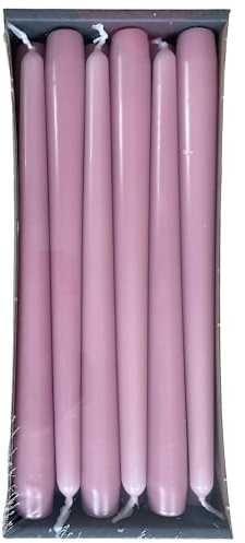 Nordring 12 velas puntiagudas de 2,3 cm x 25 cm de alto, color lila, certificado RAL, sin goteo y sin humo, aprox. 8 horas de combustión, decoración de mesa y candelabros