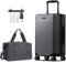 ECOHUB Leicht Handgepäck Koffer Trolley, 20'' Recyceln PC Hartschalenkoffer, 55x40x23cm Erweiterbar Reisekoffer mit 4 Rollen & TSA Schloss, 2 Teilig Rollkoffer mit 30L Handgepäck Tashe, Luggage（Grau）