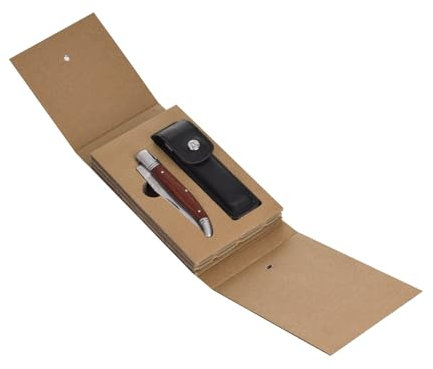 Coltello pieghevole Laguiole Heritage - Coltello tascabile con lama in acciaio inossidabile e manico in ebano - inclusa custodia in pelle nera - Elegante coltello tascabile da uomo per uso esterno e q