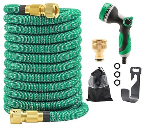 TIREX by xonic® Hochwertiger flexibler Gartenschlauch – dehnbarer Wasserschlauch mit robustem 3-fach Latexkern – leichter Flexi-Schlauch mit 10 verschiedenen Strahlarten (Grün, 22,5m)