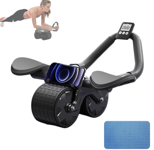 Rouleau Abdominal avec Rebond Automatique. Roue pour ABS. Kit d'entraînement à Domicile avec Genouillère et Chronomètre Inclus. Sports pour Débutants à la Maison.
