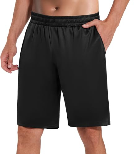 HIPOWER Gym Shorts Men Black Lightweight Sports Running Shorts with Pockets Breathable Quick Drying for Athletic Basketball Football Fitness