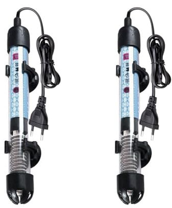 GERUI 2pcs Aquarium Heizung 50W (30L-60L),Einstellbare Aquarium Heizer Mit Saugnäpfen，Thermostat für Fischtanks